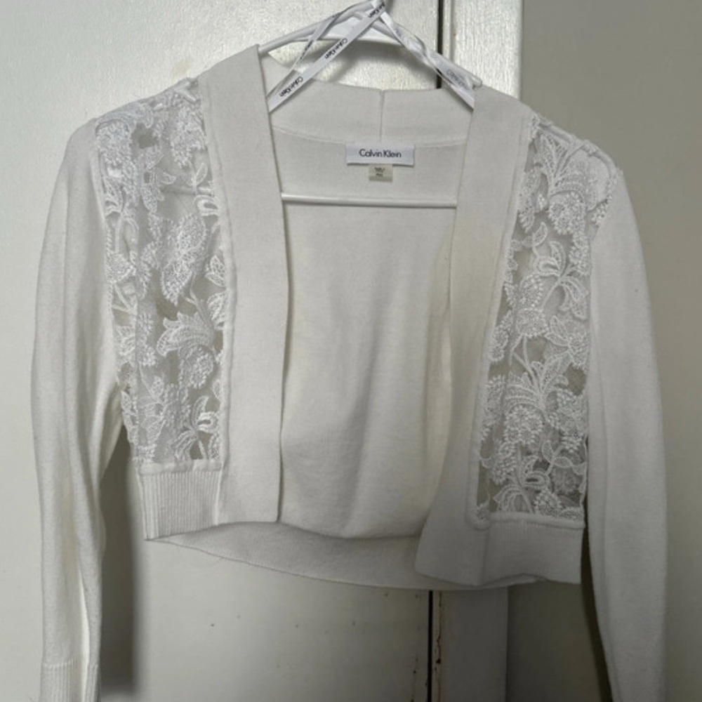 Calvin Klein women’s cropped knit see-through cardigan